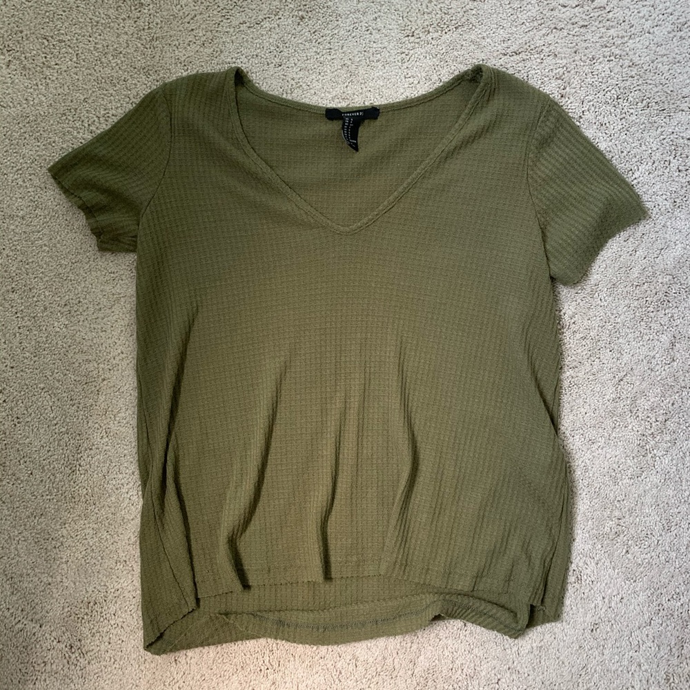 Forever 21 Green Waffle Knit Tunic Tee